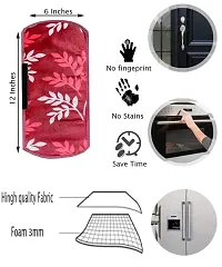 CASA-NEST Fridge Handle Grip Cover for Oven/Refrigerator, Leaves Design Fridge Covers, Knitting Washable Cover Used for All Brands Single/Double Door Safe  Shock Proof with Dirt Free-2Piece (Red)-thumb3