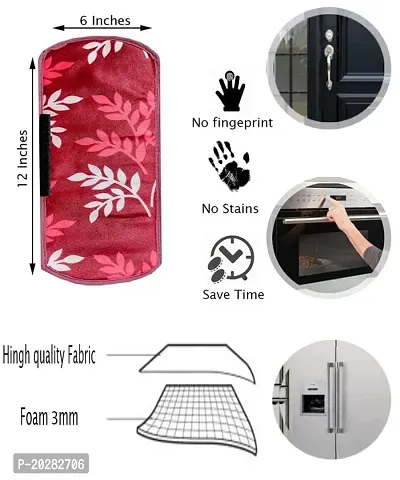 CASA-NEST Fridge Handle Grip Cover for Oven/Refrigerator, Leaves Design Fridge Covers, Knitting Washable Cover Used for All Brands Single/Double Door Safe  Shock Proof with Dirt Free-2Piece (Red)-thumb4