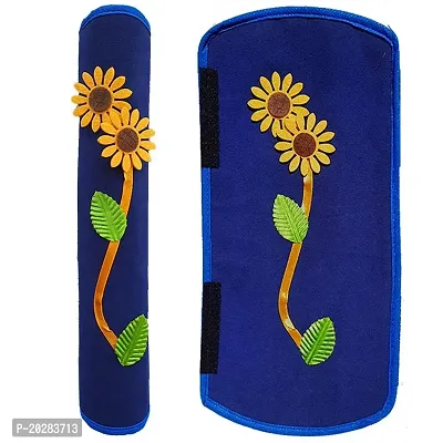 CASA-NEST Fridge Handle-Grip Cover for Oven/Refrigerator,Flower Design Fridge Cover, Velvet Washable Fridge Cover Used for All Brands Single/Double Door Safe Shock Proof with Dirt Free-2Piece. (Blue)-thumb2