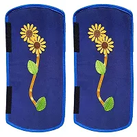 CASA-NEST Fridge Handle-Grip Cover for Oven/Refrigerator,Flower Design Fridge Cover, Velvet Washable Fridge Cover Used for All Brands Single/Double Door Safe Shock Proof with Dirt Free-2Piece. (Blue)-thumb2