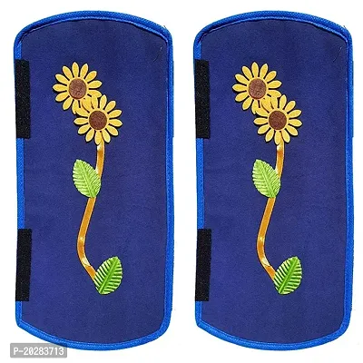 CASA-NEST Fridge Handle-Grip Cover for Oven/Refrigerator,Flower Design Fridge Cover, Velvet Washable Fridge Cover Used for All Brands Single/Double Door Safe Shock Proof with Dirt Free-2Piece. (Blue)-thumb3