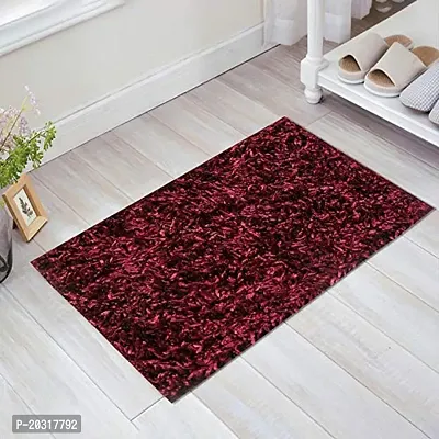 CASA-NEST Premium Polyester Shaggy Anti Skid Washable Super Soft Bath Mat, Doormat, Size-16x24 inch (L X W) Maroon, Standard Size