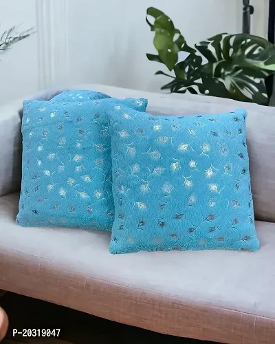 CASA-NEST Soft Fur Gold Print Cushion Cover,Set of 5 Pcs, Size 16x16 Inch, Premium Super Soft Fabric, Designer Cushion Cover for Children/Kids/Sofa/Bedroom/Restaurants, Square Shape (Aqua)