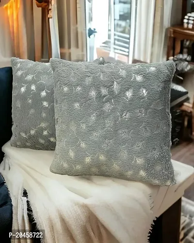 Buy Casa nest Soft Fur Gold Print Cushion Cover set Of 2 Pcs Size 24x24 Inch Premium Super Soft Fabric Designer Cushion Cover For Children kids sofa bedroom restaurant Square Shape grey Online In Indi...