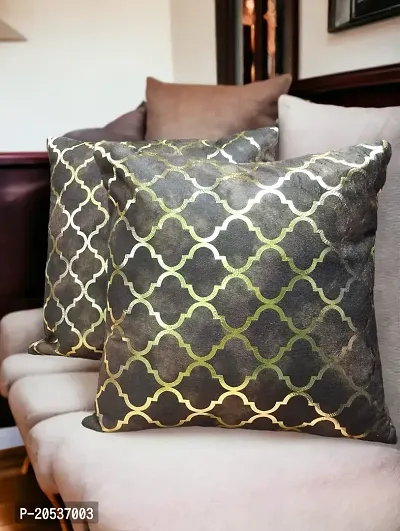 CASA-NEST Premium HD+Foil Print CushionCover,Pack of 2 Pc,Bed Cushion/Decorative Sofa Cushion (Size:16x16Inch) (Brown)