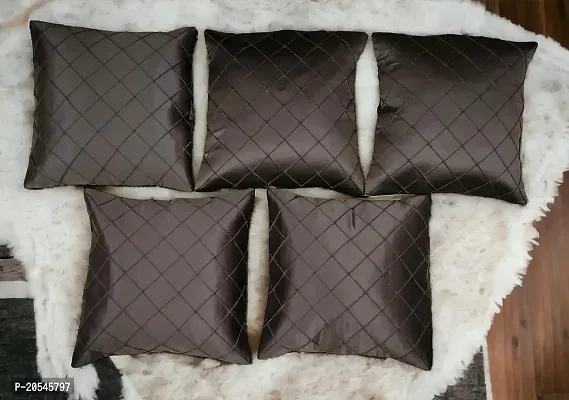 CASA-NEST Premium Foam pentak Cushion Cover,Pack of 5 Pc,Bed Cushion/Decorative Sofa Cushion (Size:16x16Inch) (Brown)