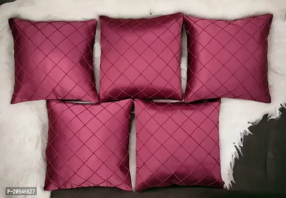 CASA-NEST Premium Foam Pintex Cushion Cover,Pack of 5 Pc,Bed Cushion/Decorative Sofa Cushion (Size:16x16Inch) (Maroon)