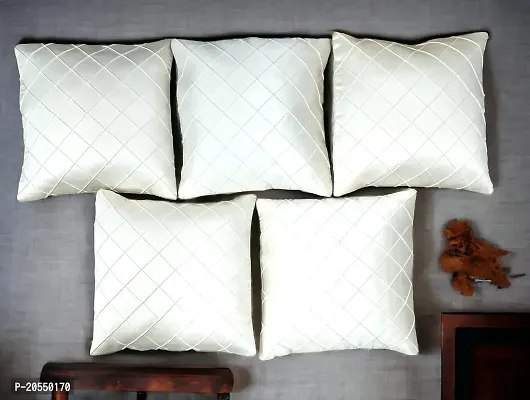 CASA-NEST Premium Foam Pintex Cushion Cover,Pack of 2 Pc,Bed Cushion/Decorative Sofa Cushion (Size:24x24Inch) (White)-thumb0