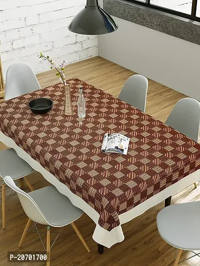 CASA-NEST 4-6 Seater PVC Table Cover; Beige  Brown Squares; Anti Slip; 54x78 Inches; printed002