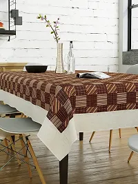 CASA-NEST 4-6 Seater PVC Table Cover; Beige  Brown Squares; Anti Slip; 54x78 Inches; printed002-thumb2