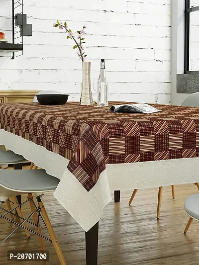 CASA-NEST 4-6 Seater PVC Table Cover; Beige  Brown Squares; Anti Slip; 54x78 Inches; printed002-thumb3