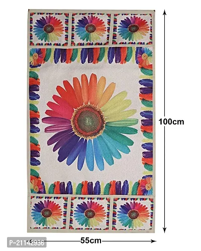 CASA-NEST Flower Print Jute Fridge Top Cover with 6 Utility Side Pockets Size :100x55 cm (Multicolor)-thumb2