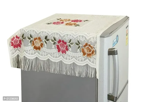 CASA-NEST Floral Decorative Fridge Top Cover - (Off-White Color)-thumb0