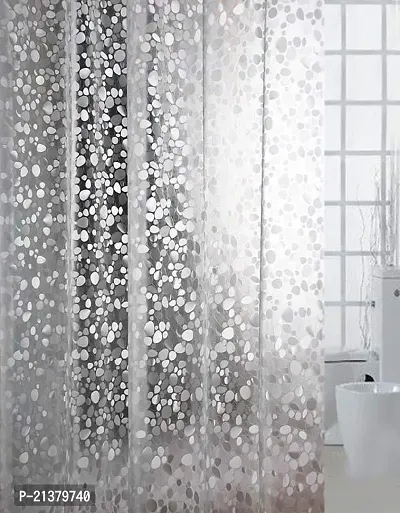 CASA-NEST PVC Shower Curtain 3 D Stone Design Bathroom Curtain- 4.5 FT X 9 Feet OR 54 INCH X108 INCH, White Stone008-thumb2