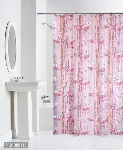 CASA-NEST PVC Floral Bamboo Design Shower/partition Curtain with 8 Hooks (4.5feetx9feet) , ( 54x108 Inches), Pink ,Waterproof CS Tulip009-thumb0