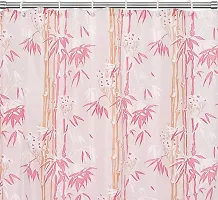 CASA-NEST PVC Floral Bamboo Design Shower/partition Curtain with 8 Hooks (4.5feetx9feet) , ( 54x108 Inches), Pink ,Waterproof CS Tulip009-thumb1