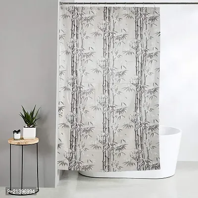 CASA-NEST PVC Floral Bamboo Design Shower/partition Curtain with 8 Hooks (4.5feetx9feet) , ( 54x108 Inches), Grey ,Waterproof CS Tulip009-thumb0