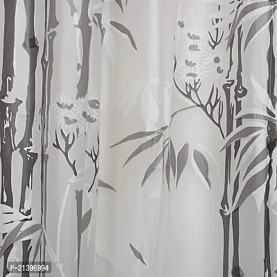 CASA-NEST PVC Floral Bamboo Design Shower/partition Curtain with 8 Hooks (4.5feetx9feet) , ( 54x108 Inches), Grey ,Waterproof CS Tulip009-thumb3