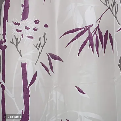CASA-NEST PVC Floral Bamboo Design Shower/partition Curtain with 8 Hooks (4.5feetx9feet), (54x108 Inches), Purple, Waterproof CS Tulip009-thumb3