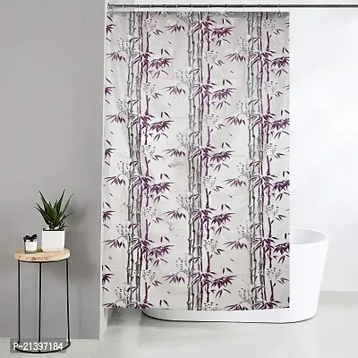 CASA-NEST PVC Floral Bamboo Design Shower/partition Curtain with 8 Hooks (4.5feetx8feet), (54x84 Inches), Purple, Waterproof CS Tulip008-thumb0