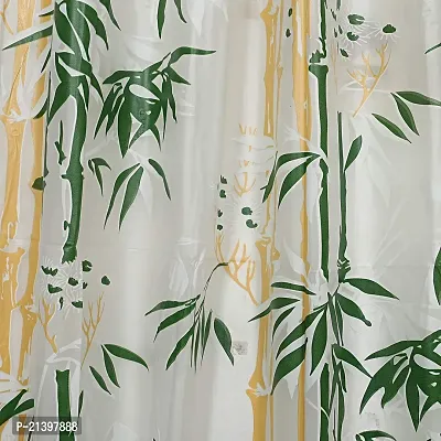 CASA-NEST PVC Floral Bamboo Design Shower/partition Curtain with 8 Hooks (4.5feetx8feet), (54x96 Inches), Green, Waterproof CS Tulip008-thumb3