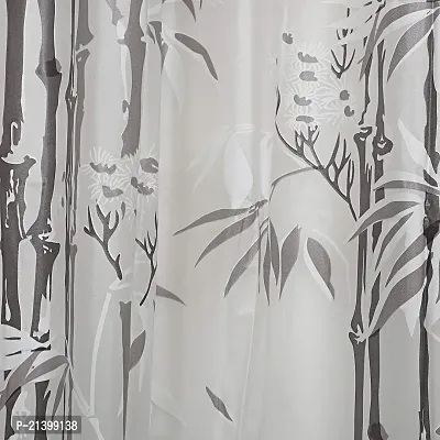 CASA-NEST PVC Floral Bamboo Design Shower/partition Curtain with 8 Hooks (4.5feetx8feet) , ( 54x96 Inches), Grey ,Waterproof CS Tulip009-thumb3