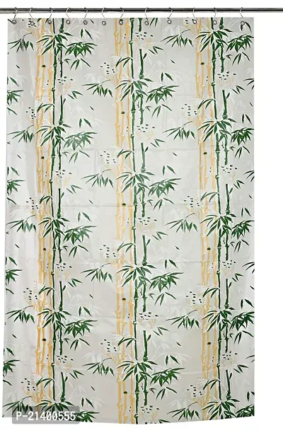 CASA-NEST PVC Floral Bamboo Design Shower/partition Curtain with 8 Hooks (4.5feetx9feet), (54x108 Inches), Green, Waterproof CS Tulip007-thumb0