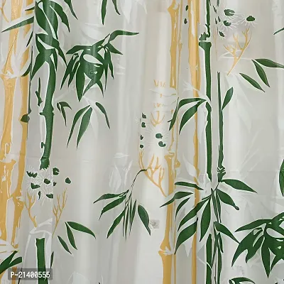 CASA-NEST PVC Floral Bamboo Design Shower/partition Curtain with 8 Hooks (4.5feetx9feet), (54x108 Inches), Green, Waterproof CS Tulip007-thumb3