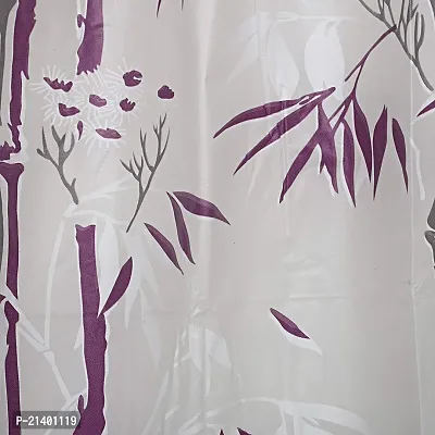 CASA-NEST PVC Floral Bamboo Design Shower/partition Curtain with 8 Hooks (4.5feetx7feet), (54x84 Inches), Purple, Waterproof CS Tulip009-thumb3