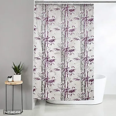 CASA-NEST PVC Floral Bamboo Design Shower/partition Curtain with 8 Hooks (4.5feetx7feet), (54x84 Inches), Purple, Waterproof CS Tulip008-thumb0