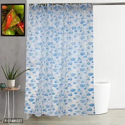 CASA-NEST PVC Floral Tulip Shower/partition Curtain with 8 Hooks (4.5feetx7feet), (54x84 Inches), Blue, Waterproof Tulip 007-thumb0