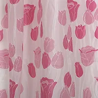 CASA-NEST PVC Floral Tulip Shower/partition Curtain with 8 Hooks (4.5feet x7feet), (54x84 Inches), Pink, Waterproof CS Tulip 007-thumb2