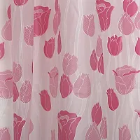 CASA-NEST PVC Floral Tulip Shower/partition Curtain with 8 Hooks (4.5feetx7feet), (54x84 Inches), Green, Waterproof CS Tulip 007-thumb2