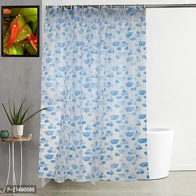 CASA-NEST PVC Floral Tulip Shower/partition Curtain with 8 Hooks (4.5feetx9feet), (54x108 Inches), Blue, Waterproof CS Tulip009-thumb0