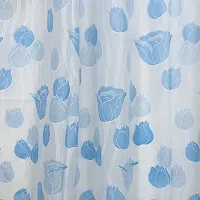 CASA-NEST PVC Floral Tulip Shower/partition Curtain with 8 Hooks (4.5feetx9feet), (54x108 Inches), Blue, Waterproof CS Tulip009-thumb2