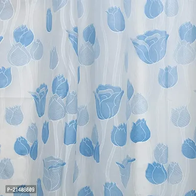 CASA-NEST PVC Floral Tulip Shower/partition Curtain with 8 Hooks (4.5feetx9feet), (54x108 Inches), Blue, Waterproof CS Tulip009-thumb3