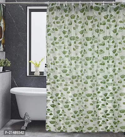 CASA-NEST PVC Floral Tulip Shower/partition Curtain with 8 Hooks (4.5feetx9feet), (54x108 Inches), Green, Waterproof CS Tulip009-thumb0