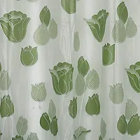 CASA-NEST PVC Floral Tulip Shower/partition Curtain with 8 Hooks (4.5feetx9feet), (54x108 Inches), Green, Waterproof CS Tulip009-thumb2