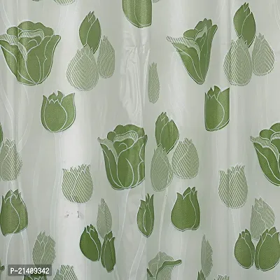 CASA-NEST PVC Floral Tulip Shower/partition Curtain with 8 Hooks (4.5feetx9feet), (54x108 Inches), Green, Waterproof CS Tulip009-thumb3