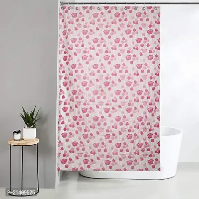 CASA-NEST PVC Floral Tulip Shower/partition Curtain with 8 Hooks (4.5feetx9feet) , ( 54x108 Inches), Pink ,Waterproof CS Tulip009