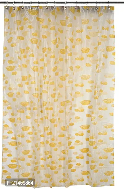 CASA-NEST PVC Floral Tulip Shower/partition Curtain with 8 Hooks (4.5feetx9feet) , ( 54x108 Inches), Yellow, Waterproof CS Tulip009