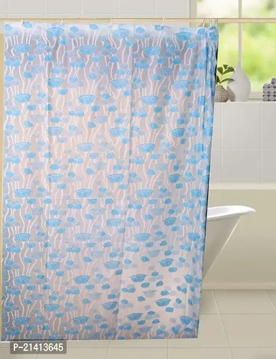 CASA-NEST Floral Tulip Shower/PARTITION Curtain 4.5X7 FEET for BATHROOMS and Rooms(Blue)-thumb0