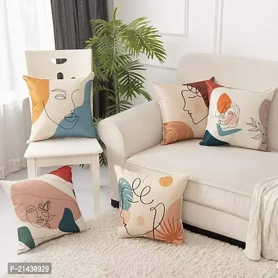 CASA-NEST HD Print Digital Cushion Cover , Set of 5 pcs , Size 16x16 Bright Color Cushion Cover , Cover for Room/Kids Room / Drawing Room Cushion/Decorative Cushion Cover (Multi 9)