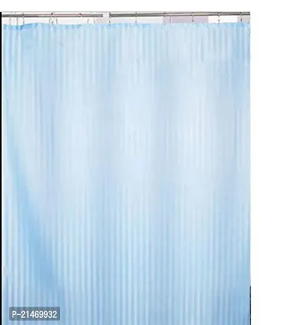 CASA-NEST PVC Self Stripes Plain Shower Curtain Set of 1 Pcs - 54 X 84 Inches ( Blue)-thumb0