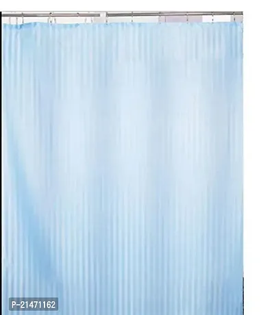 CASA-NEST PVC Blue Self Stripes Plain Shower Curtain 54X96 Inches- 8 Hooks(8FT)