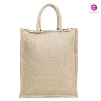 CASANEST-Reusable Jute Bag/Shopping/Grocery Hand Bag with Zip closure  soft Handle for Men and Women-thumb1
