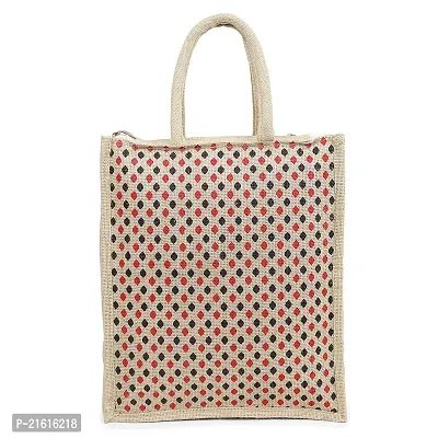 CASANEST-Reusable Jute Bag/Shopping/Grocery Hand Bag with Zip closure  soft Handle for Men and Women