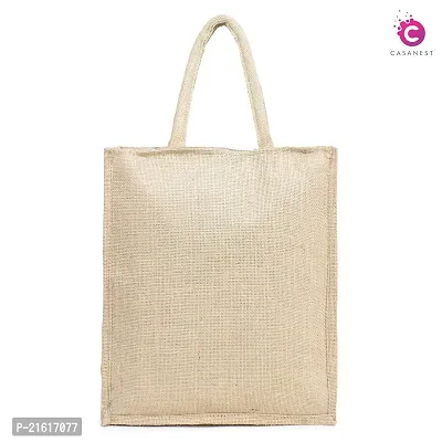 CASANEST-Reusable Jute Bag/Shopping/Grocery Hand Bag with Zip closure  soft Handle for Men and Women-thumb3