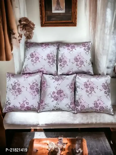 CASA-NEST Premium Silk Rose Print Cushion Cover, Pack of 5 Pc, Bed Cushion/Decorative Sofa Cushion Cover (Size:16x16Inch) (Multi 1)