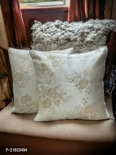 CASA-NEST Premium Silk Rose Print Cushion Cover,Pack of 2 Pc,Bed Cushion/Decorative Sofa Cushion Cover (Size:24x24Inch) (Multi 6)